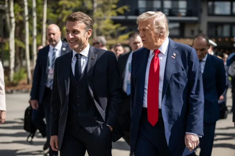Caravana de Trump detiene a Macron