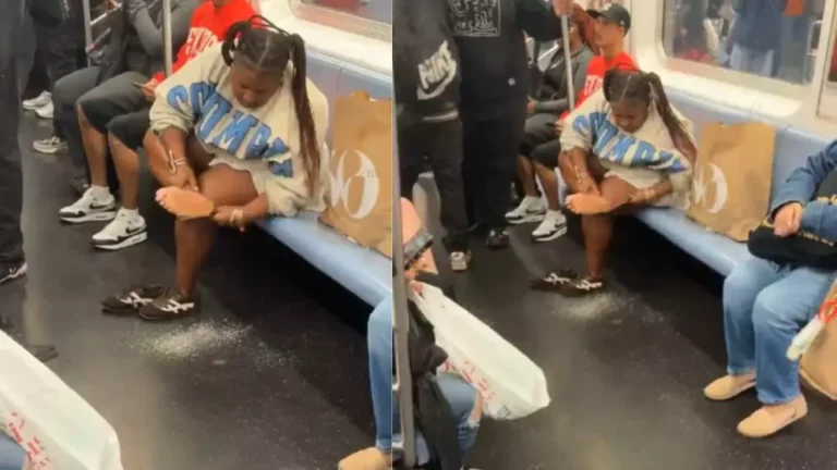 Pasajera se hace pedicure en pleno metro de Nueva York
