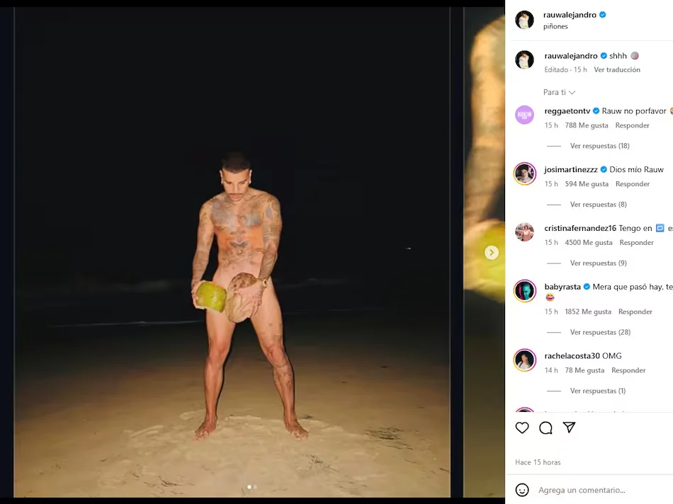 Rauw Alejandro impacta con foto desnudo en el estreno de Cosa Nuestra