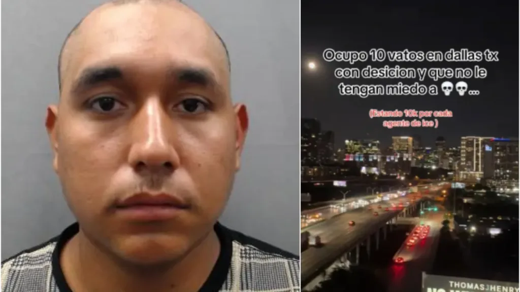 Fotografía publicada por el DHS del inmigrante indocumentado y la captura de pantalla del TikTok que habría publicado. Crédito: Departamento de Seguridad Nacional (DHS) | Cortesía