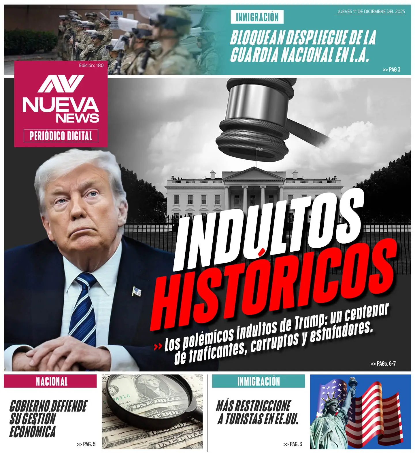 EN PORTADA: INDULTOS HISTÓRICOS Los polémicos indultos de Trump: un centenar de traficantes, corruptos y estafadores.