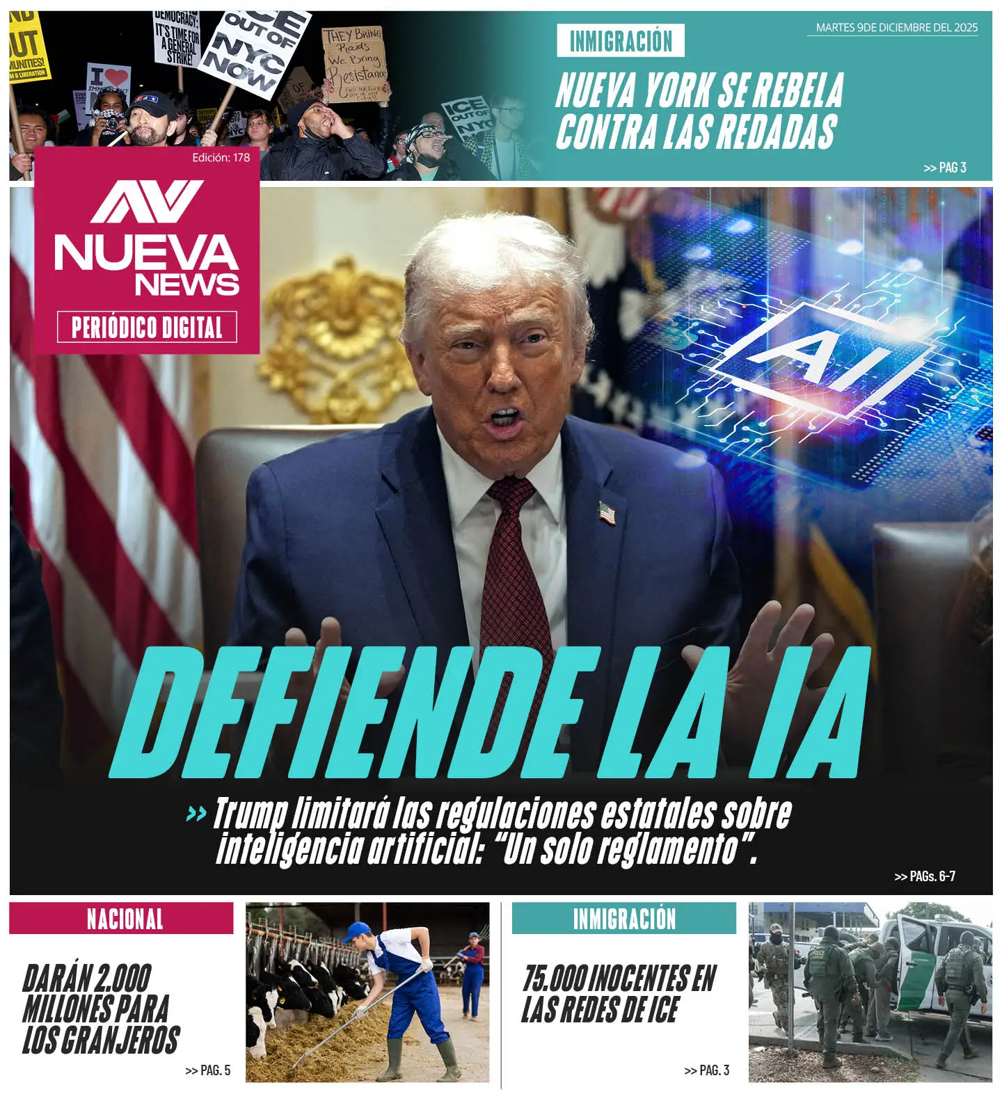 EN PORTADA: DEFIENDE LA IA Trump limitará las regulaciones estatales sobre inteligencia artificial: “Un solo reglamento”.