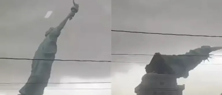 Vientos tumban réplica de la Estatua de la Libertad en Brasil