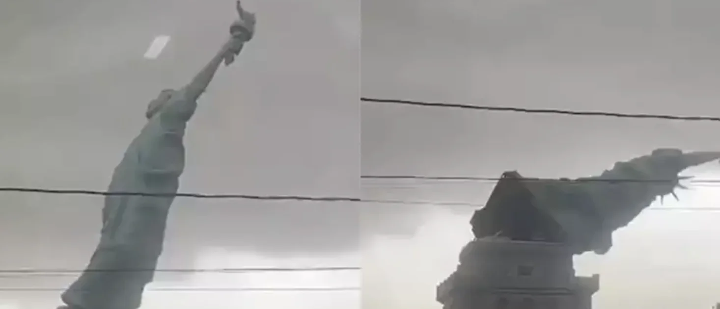 Vientos tumban réplica de la Estatua de la Libertad en Brasil