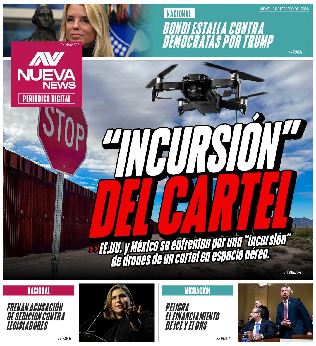 EN PORTADA: “INCURSIÓN” DEL CARTEL EE.UU. y México se enfrentan por una 