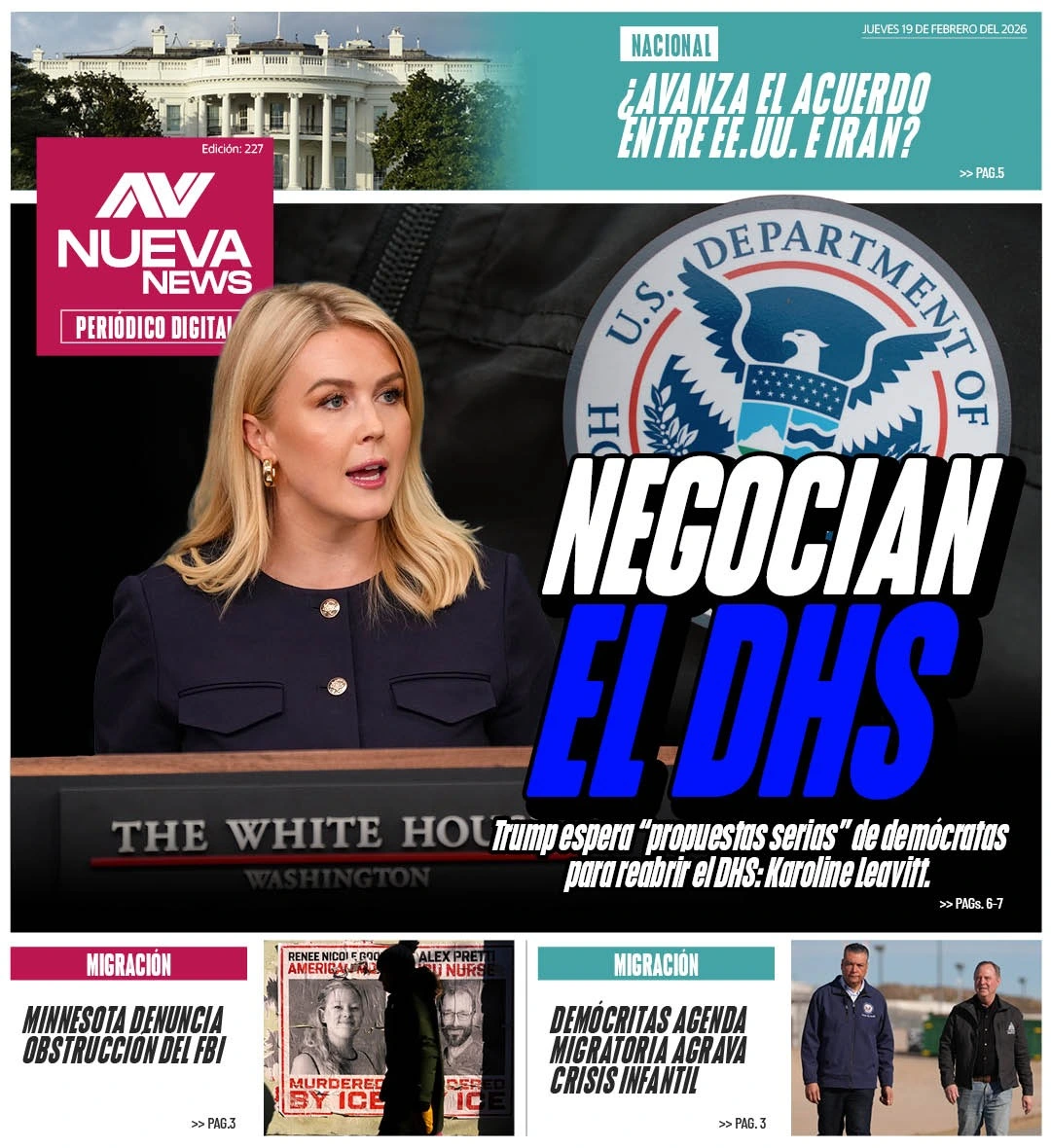 EN PORTADA: NEGOCIAN EL DHS Trump espera 