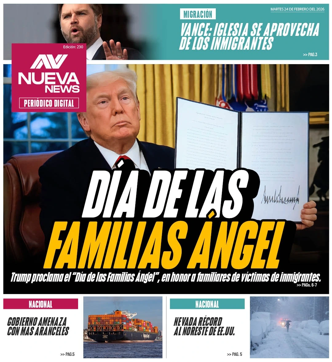 EN PORTADA: DÍA DE LAS FAMILIAS ÁNGEL Trump proclama el 