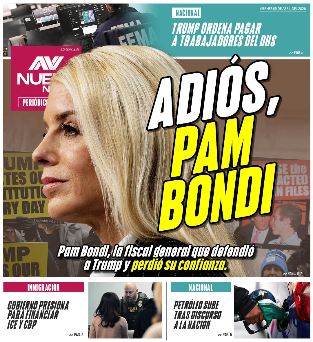 EN PORTADA: ADIÓS, PAM BONDI