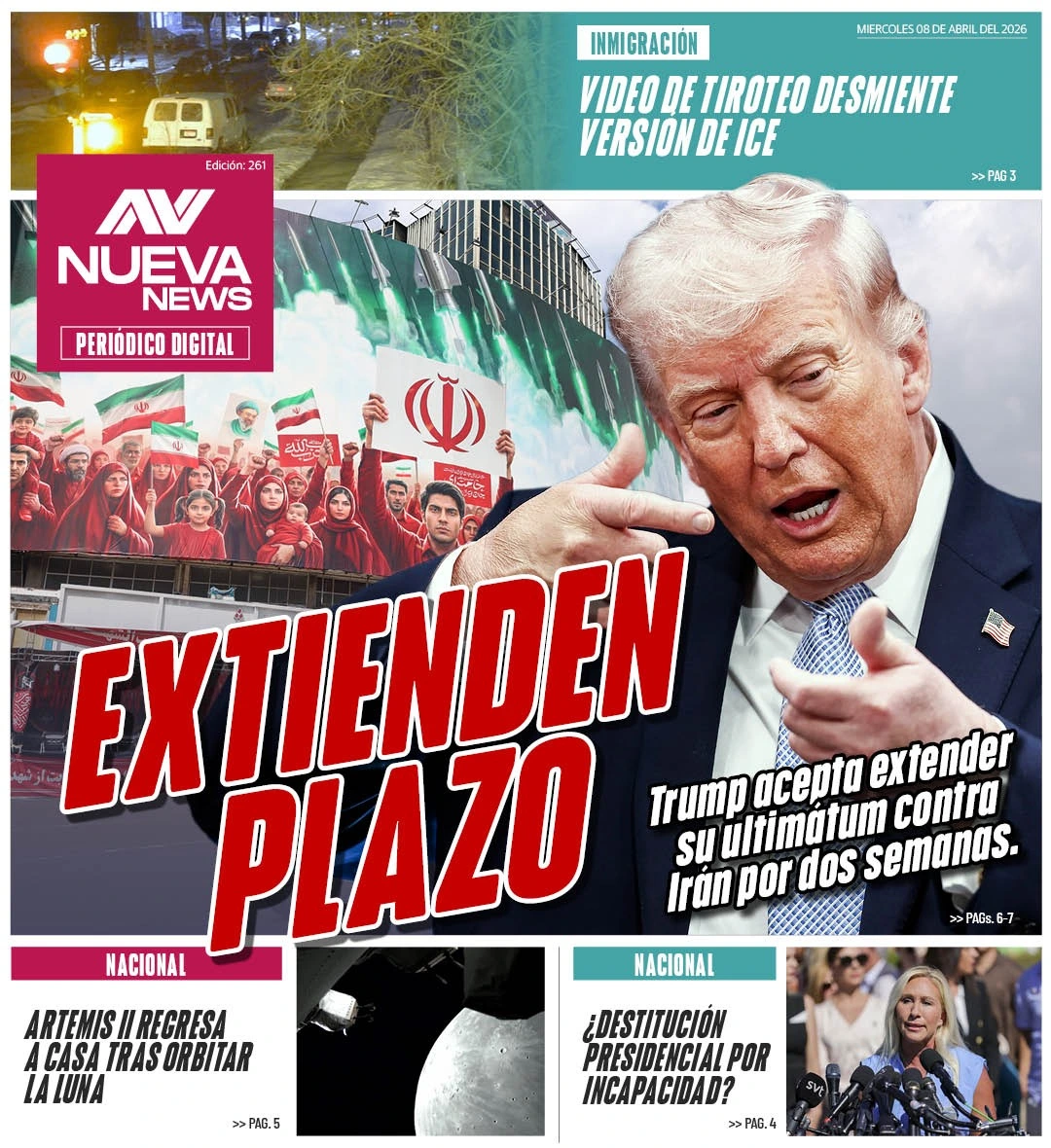 EN PORTADA: EXPIRA EL PLAZO Trump dice que “toda una civilización morirá” si no hay un acuerdo con Irán.
