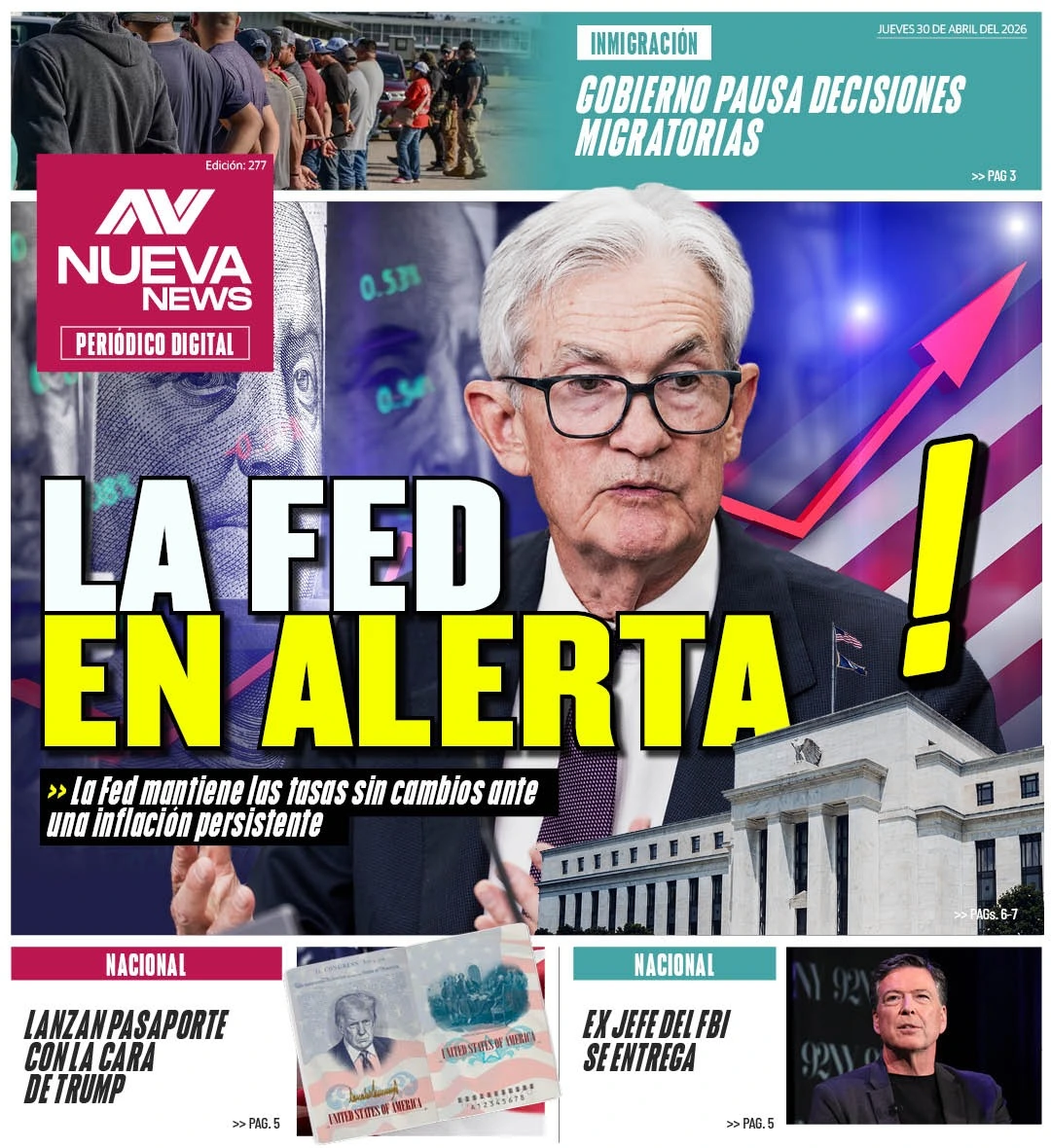 EN PORTADA: LA FED EN ALERTA La Fed mantiene las tasas sin cambios ante una inflación persistente