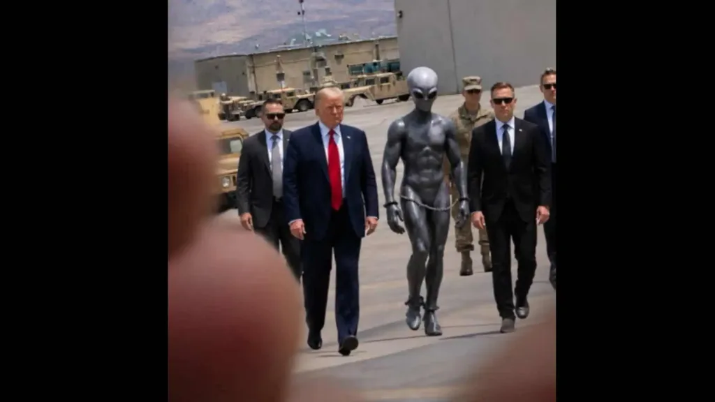 Trump sube foto IA con un alien esposado
