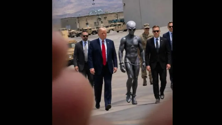 Trump sube foto IA con un alien esposado