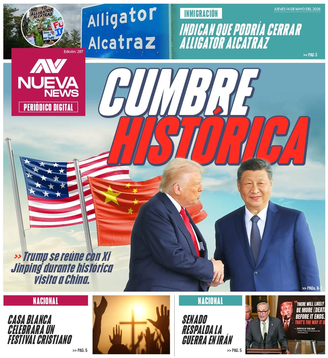 EN PORTADA: CUMBRE HISTÓRICA Trump se reúne con Xi Jinping durante histórica visita a China