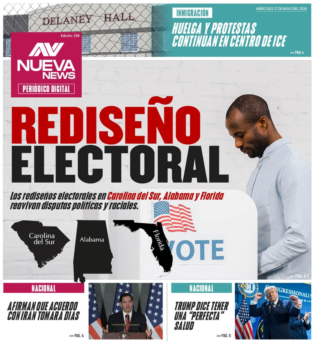 EN PORTADA: REDISEÑO ELECTORAL Los rediseños electorales en Carolina del Sur, Alabama y Florida reavivan disputas políticas y raciales