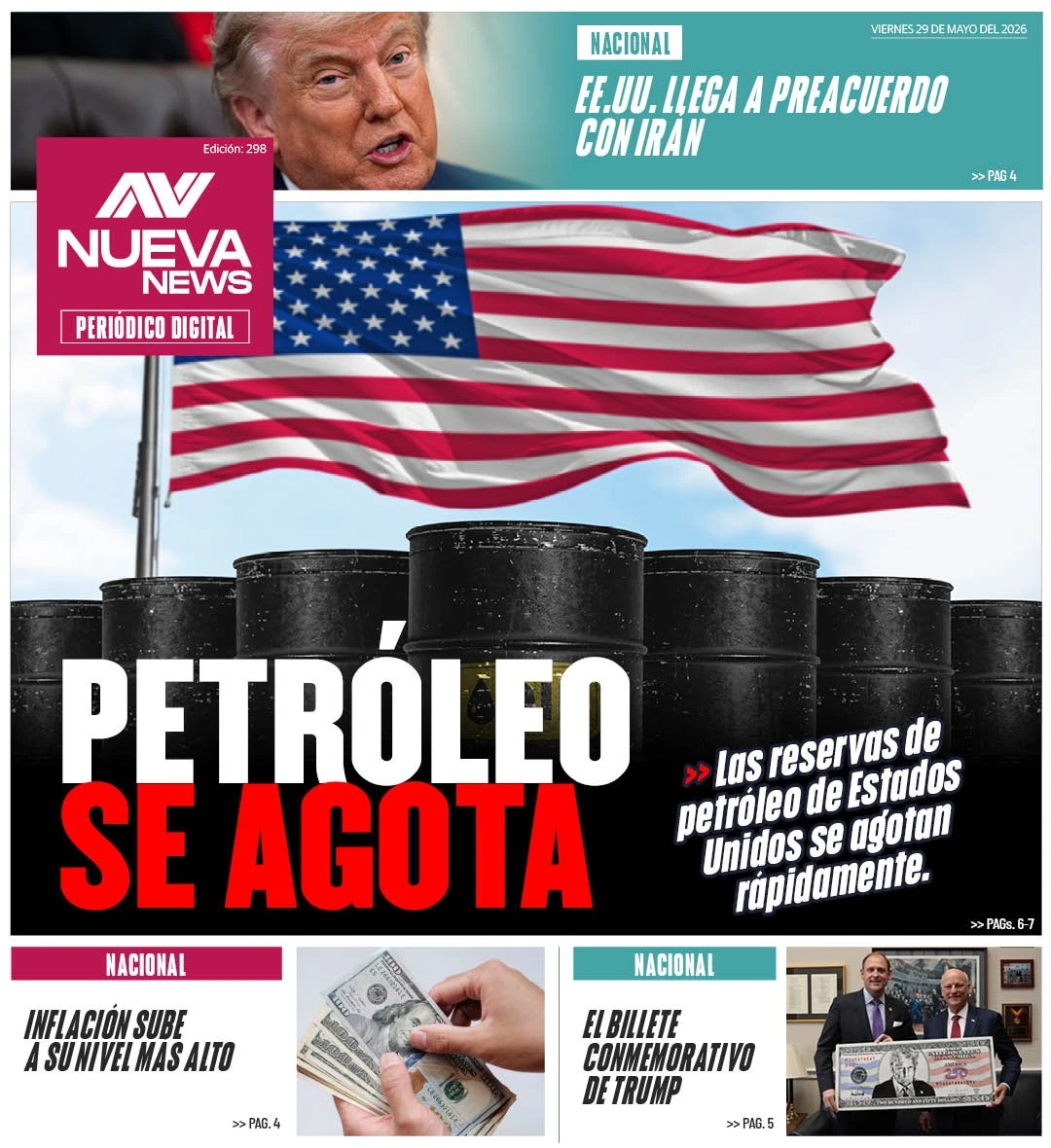 EN PORTADA: PETRÓLEO SE AGOTA Las reservas de petróleo de Estados Unidos se agotan rápidamente