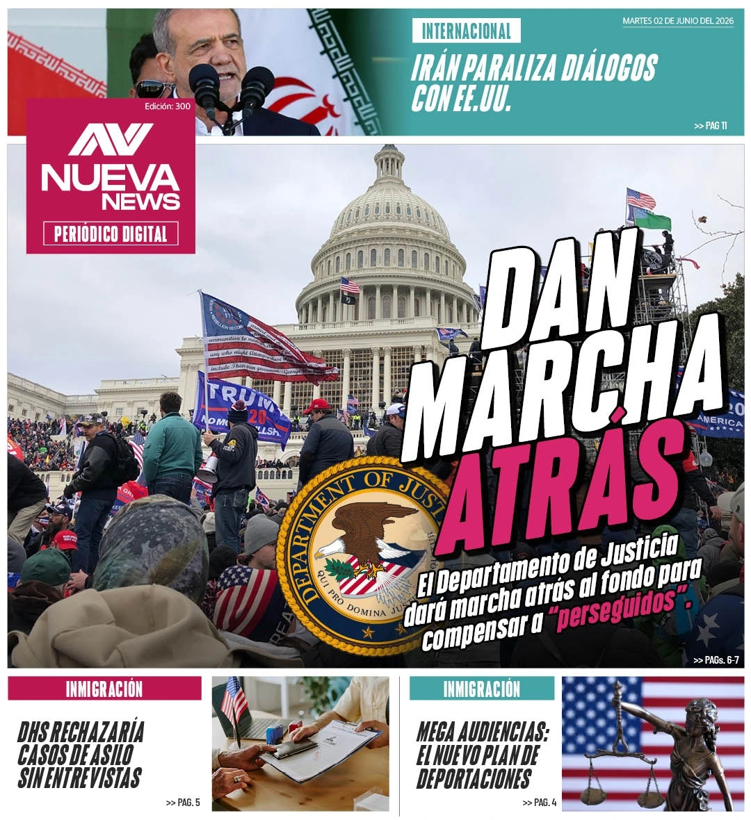 EN PORTADA: DAN MARCHA ATRÁS El Departamento de Justicia dará marcha atrás al fondo para compensar a “perseguidos